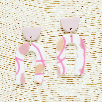 Good Feelings Pink Multi-Print Arch Earrings