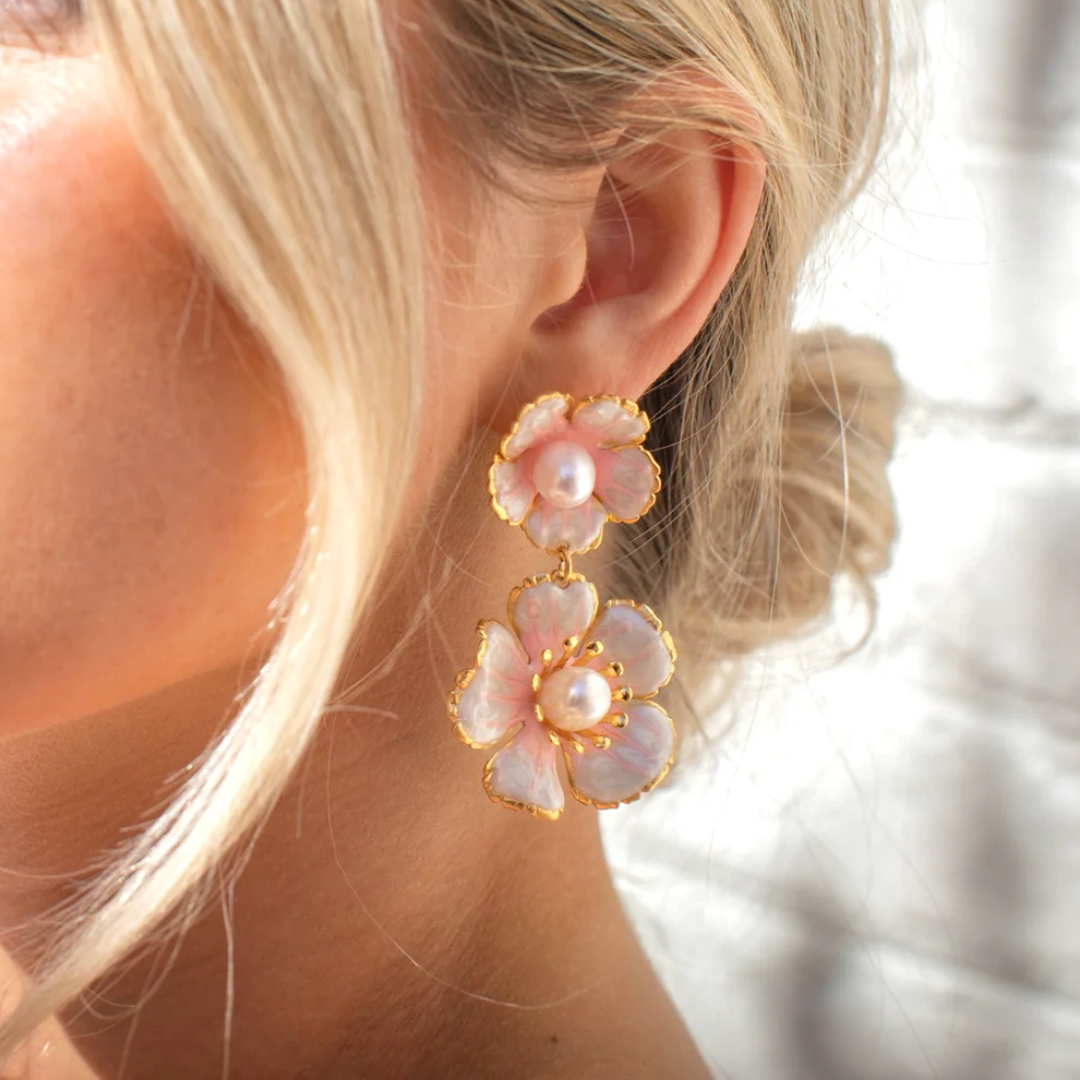 Pink Reef Floral Drop Earrings