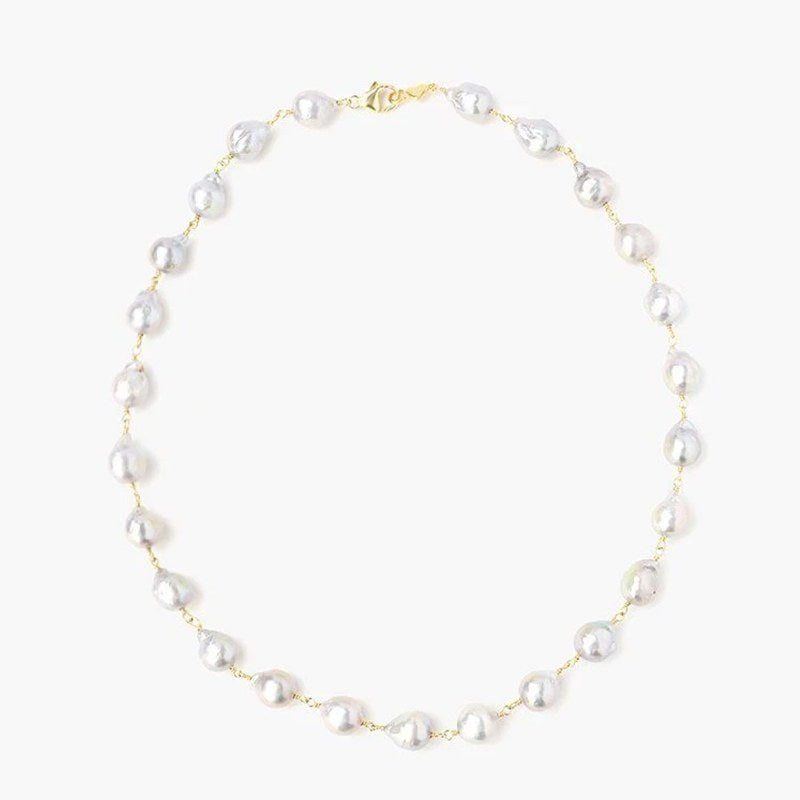 Chan Luu Grey Baroque Pearl Short Necklace