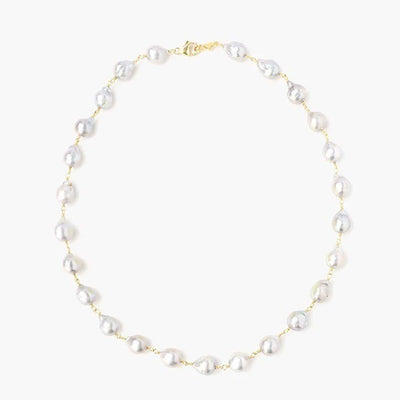 Chan Luu Grey Baroque Pearl Short Necklace
