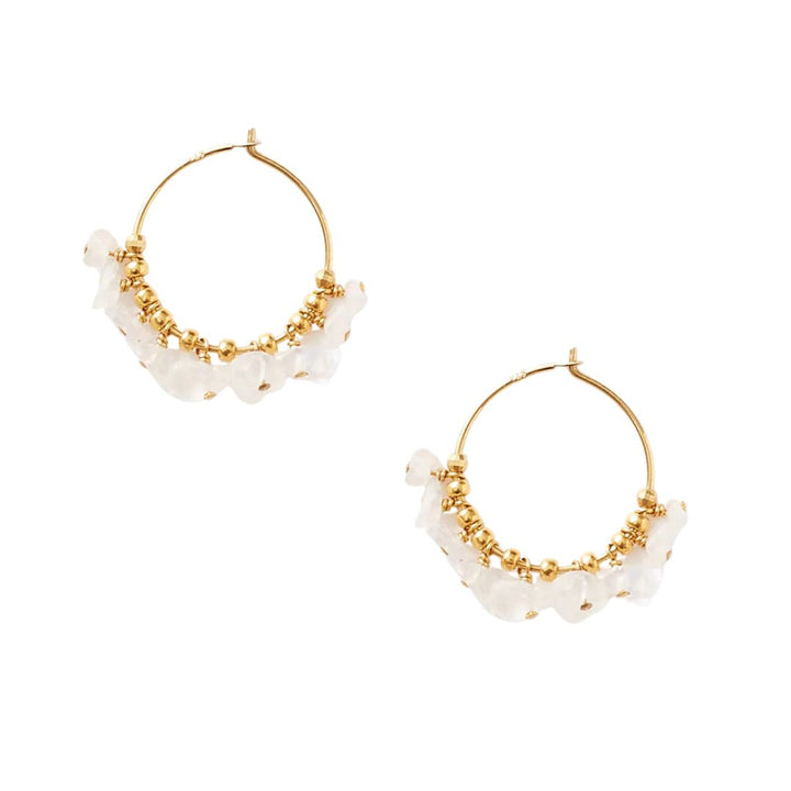 Chan Luu Moonstone & Gold Heishi Hoops