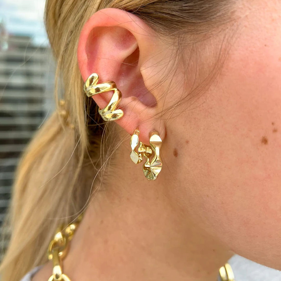 Sheila Fajl Small Wrinkled Hoops Gold