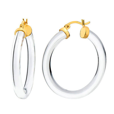 Gold & Honey Thin Hoop Earrings