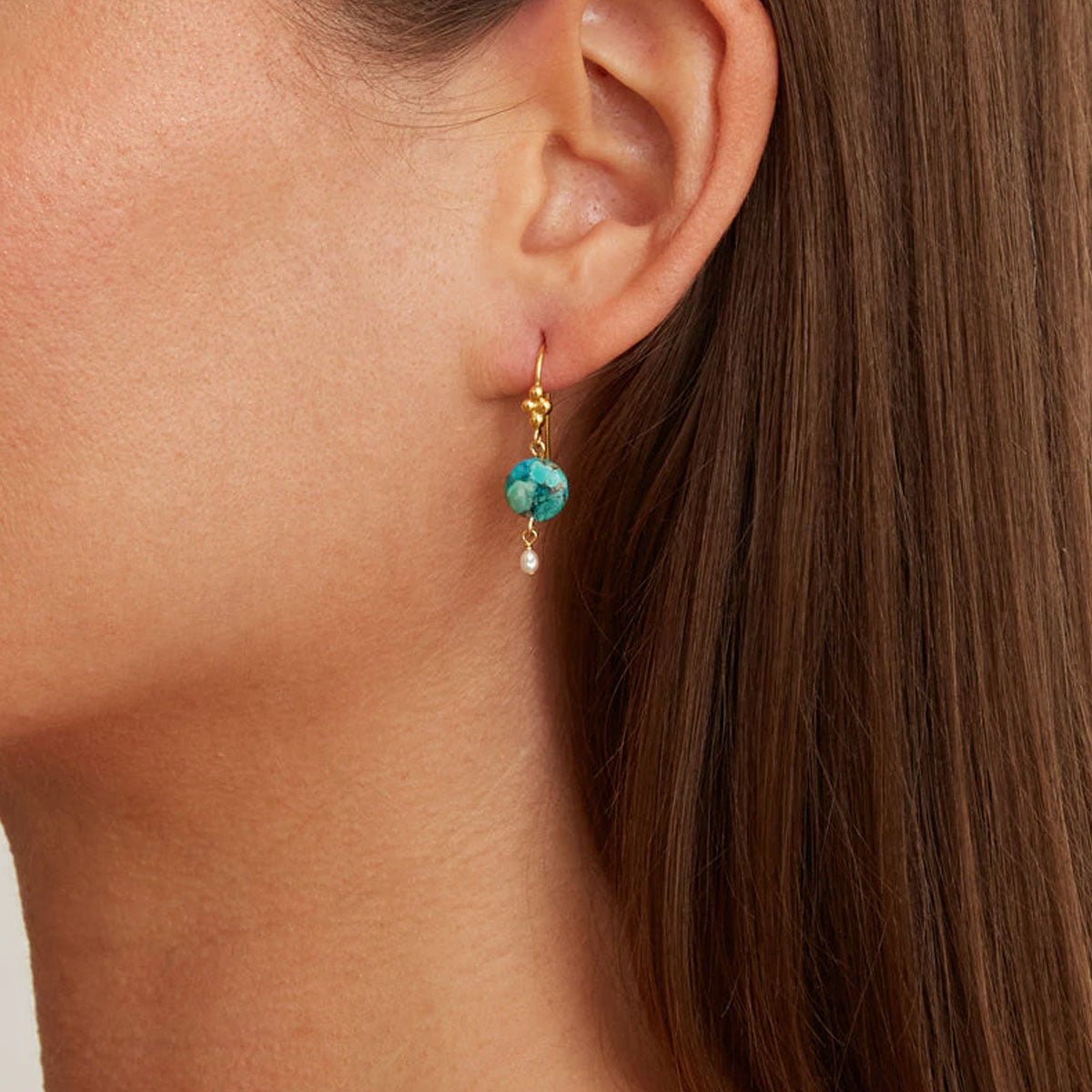 Chan Luu Turquoise and Pearl Drop Earrings